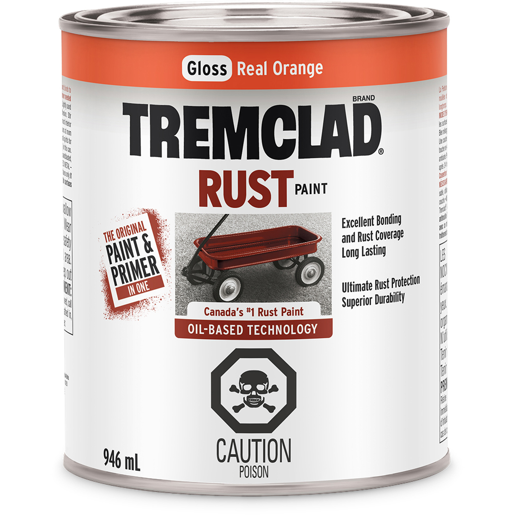 RustOleum 369814 Tremclad® Oil Based Rust Paint, Orange, Gloss, 946 ml
