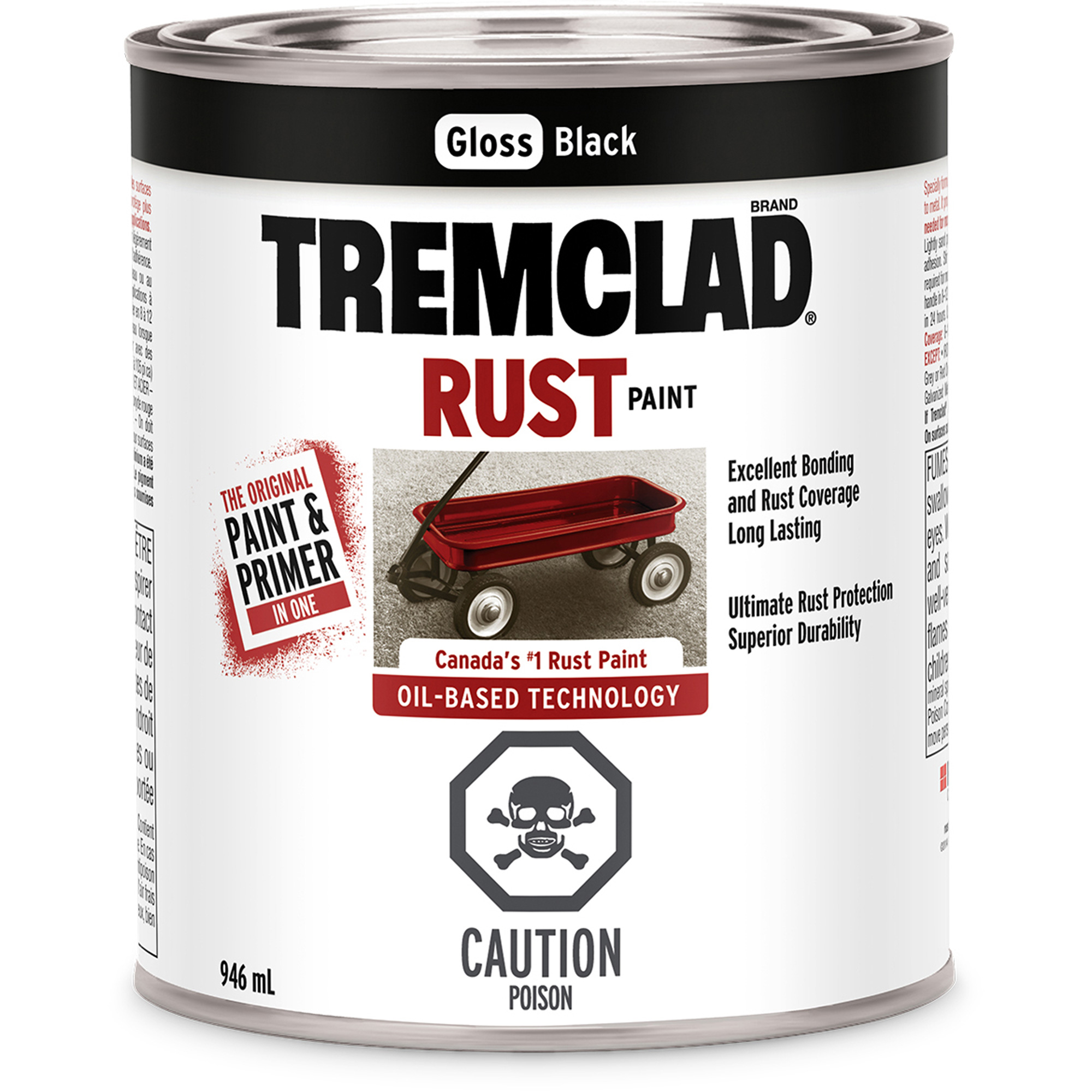 RUSTOLEUM Tremclad® Oil Based Rust Paint, Black, 946 ml, Can, Gloss