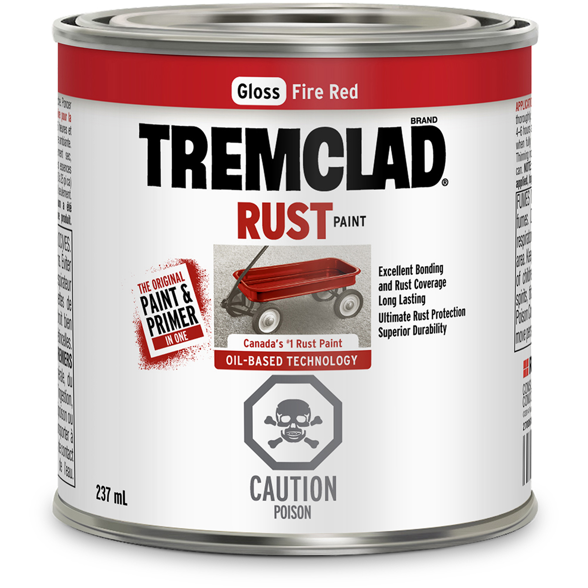 RustOleum 27049X125 Tremclad® Oil Based Rust Paint, Red, Gloss, 237 ml, Can