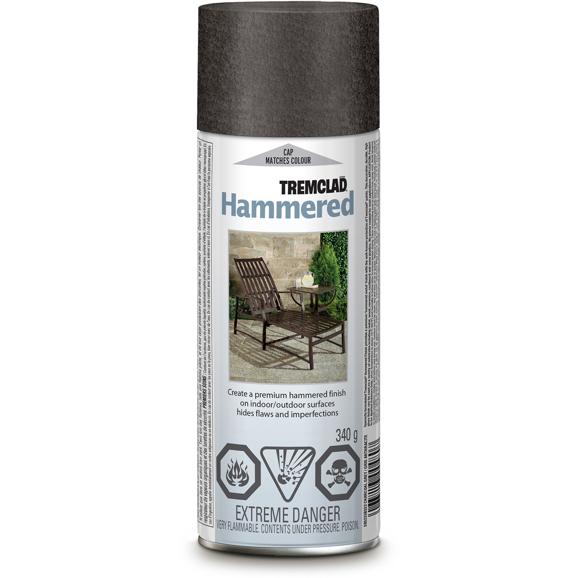 RustOleum 595235B522 Tremclad® Paint, Grey, Gloss/Hammered, Aerosol Can