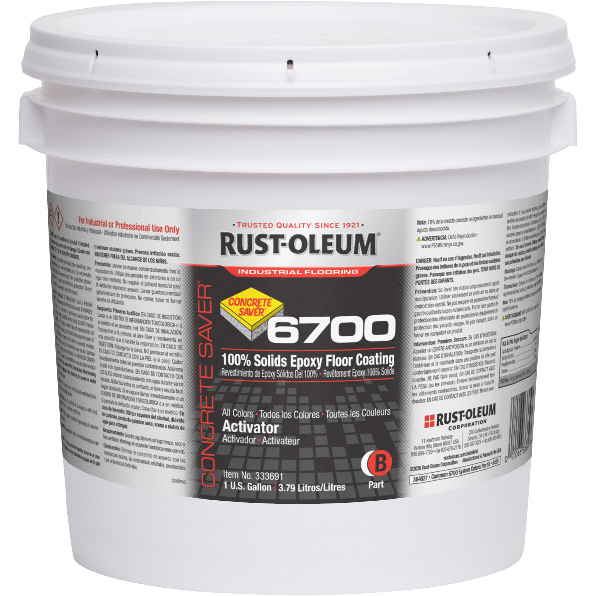 Rust Oleum 333691 6700 System Extended Pot Life Floor Coating 1 gal. Epoxy Based High Gloss