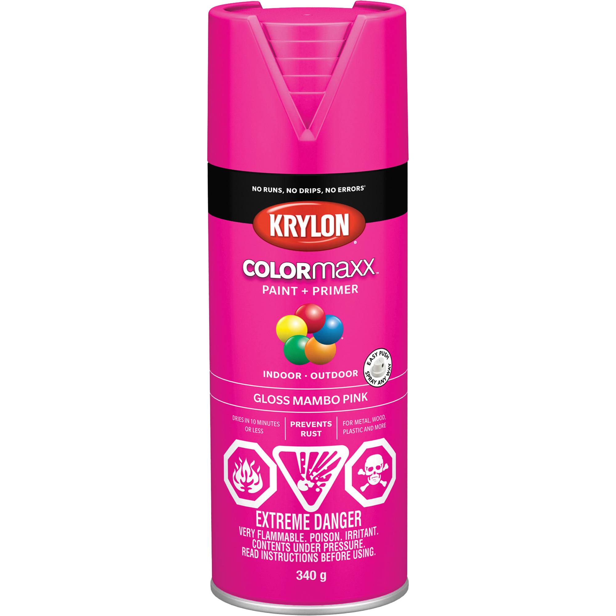 Krylon Industrial 455280007 COLORmaxx Paint + Primer, Pink, Gloss, 12