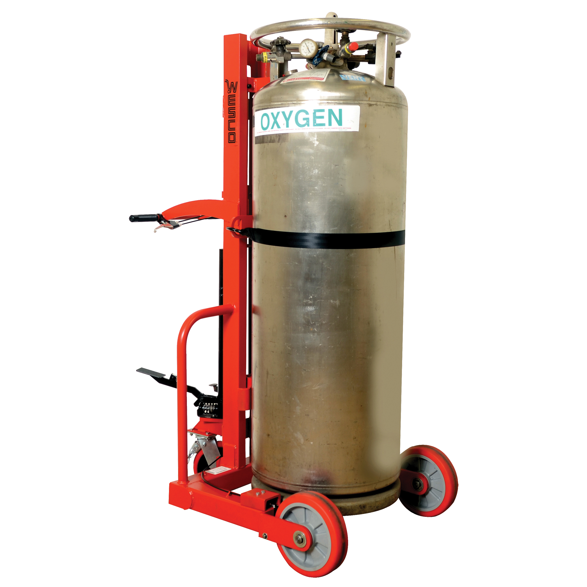 Wesco 240251 Hydraulic Large Liquid Gas Cylinder Cart HLCC-B, Polyurethane  Wheels, 20 W x 20 D Base, 1000 lbs.