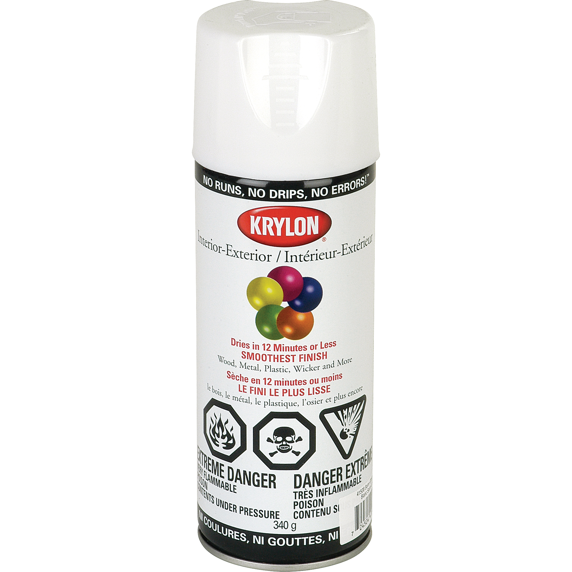 KRYLON INDUSTRIAL AcryliQuik Spray Paint, White, SemiGloss, 12 oz