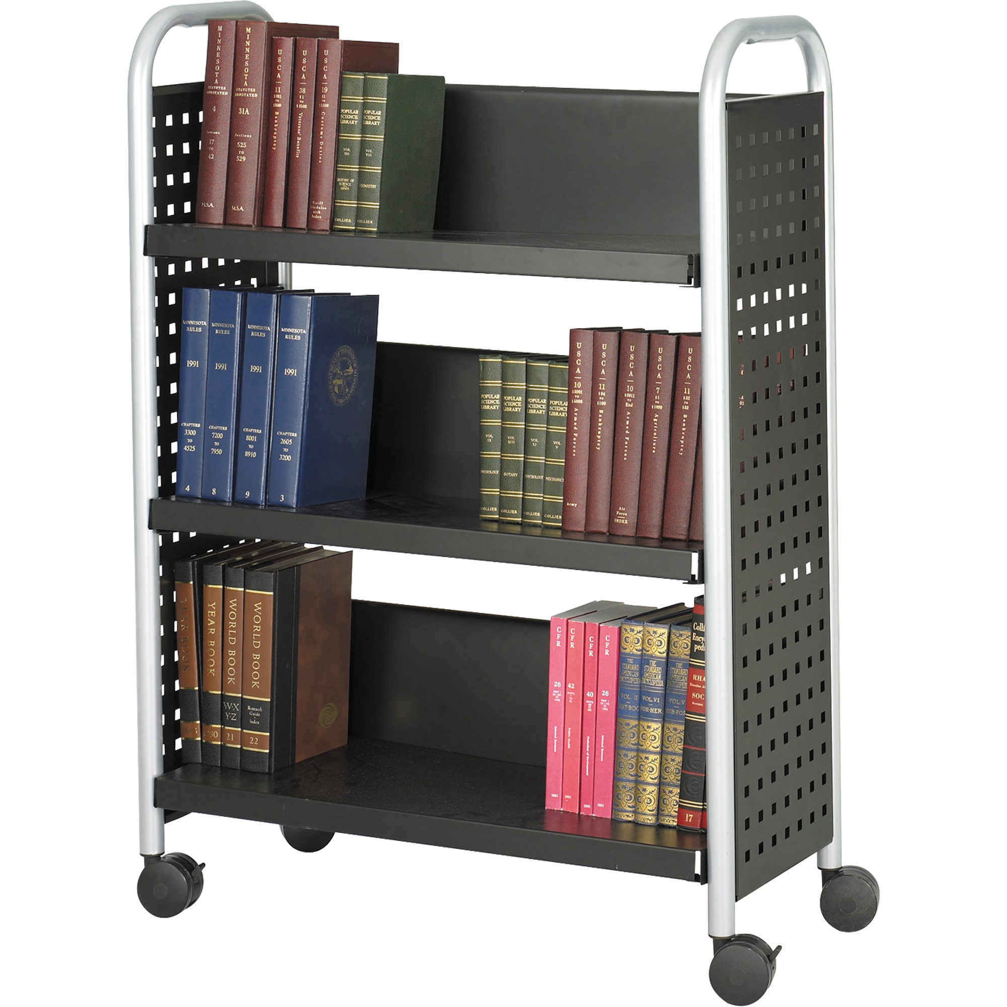 Safco 5336BL Scoot Book Carts, 200 lbs. Capacity, Black, 141/4" D x 33