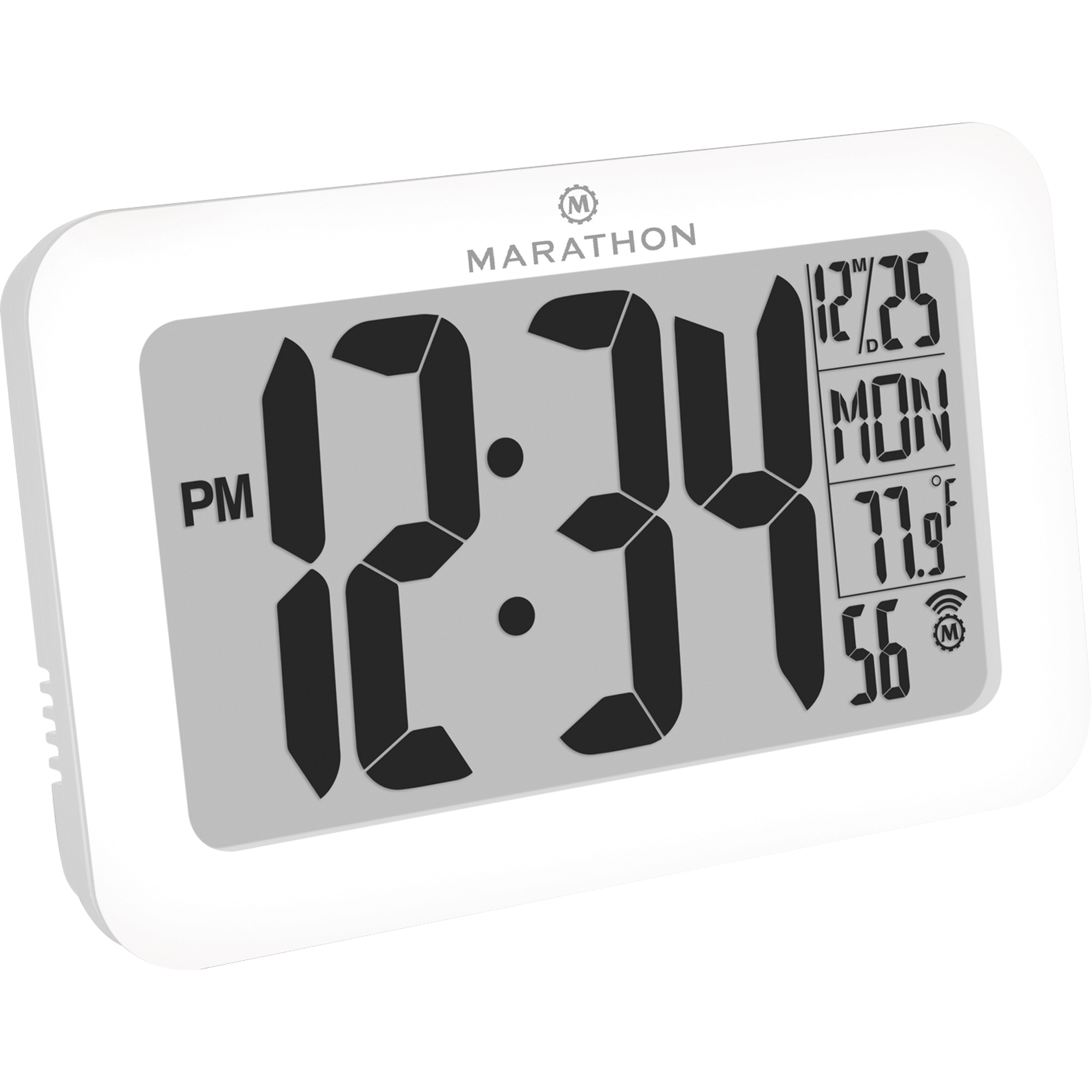 MARATHON Atomic Clock, Digital, Battery Operated, 9" W x 1.5" D x 5.7