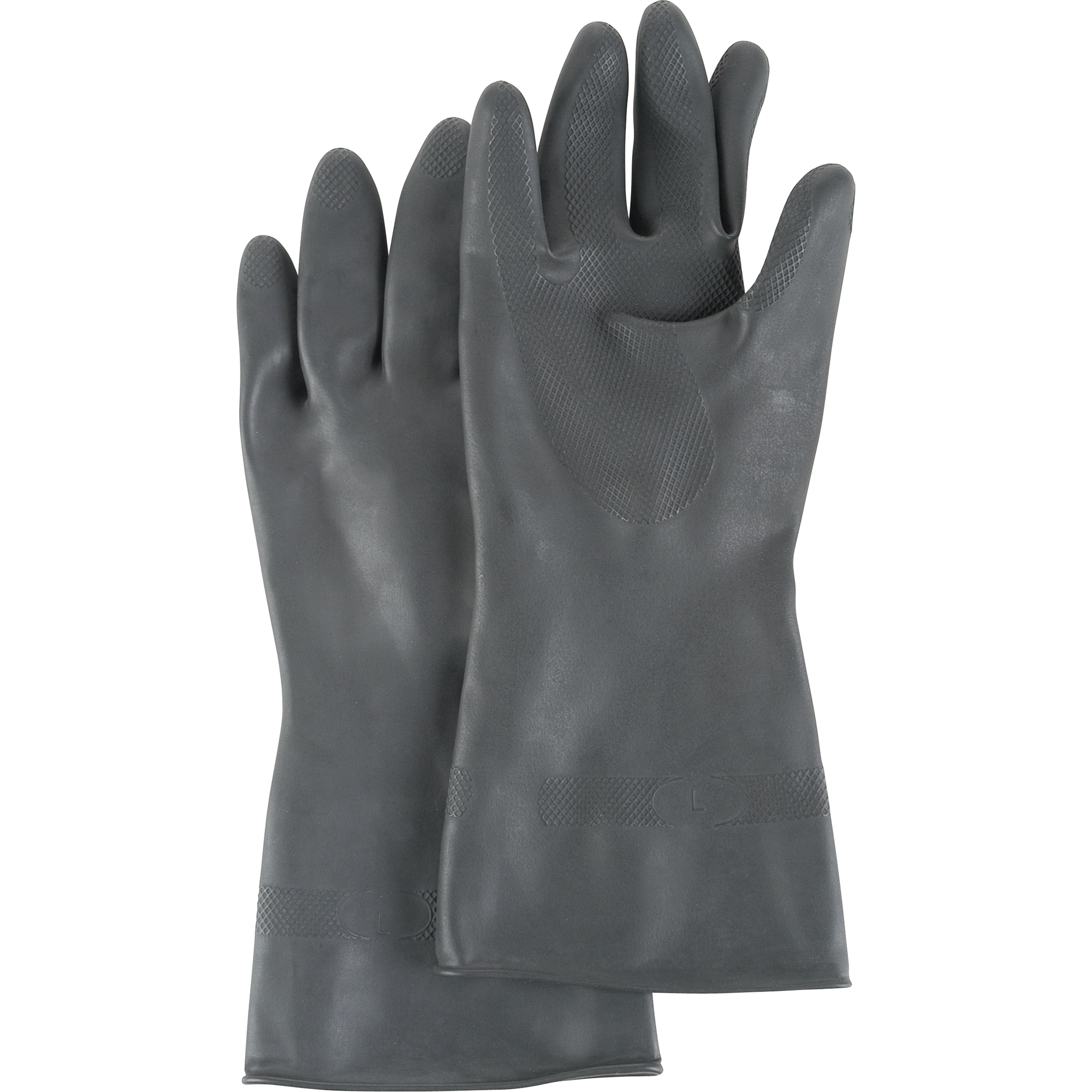 MARIGOLD INDUSTRIAL Black Heavyweight G17K Gloves, Size Medium/8, 12" L, Rubber Latex, Flock