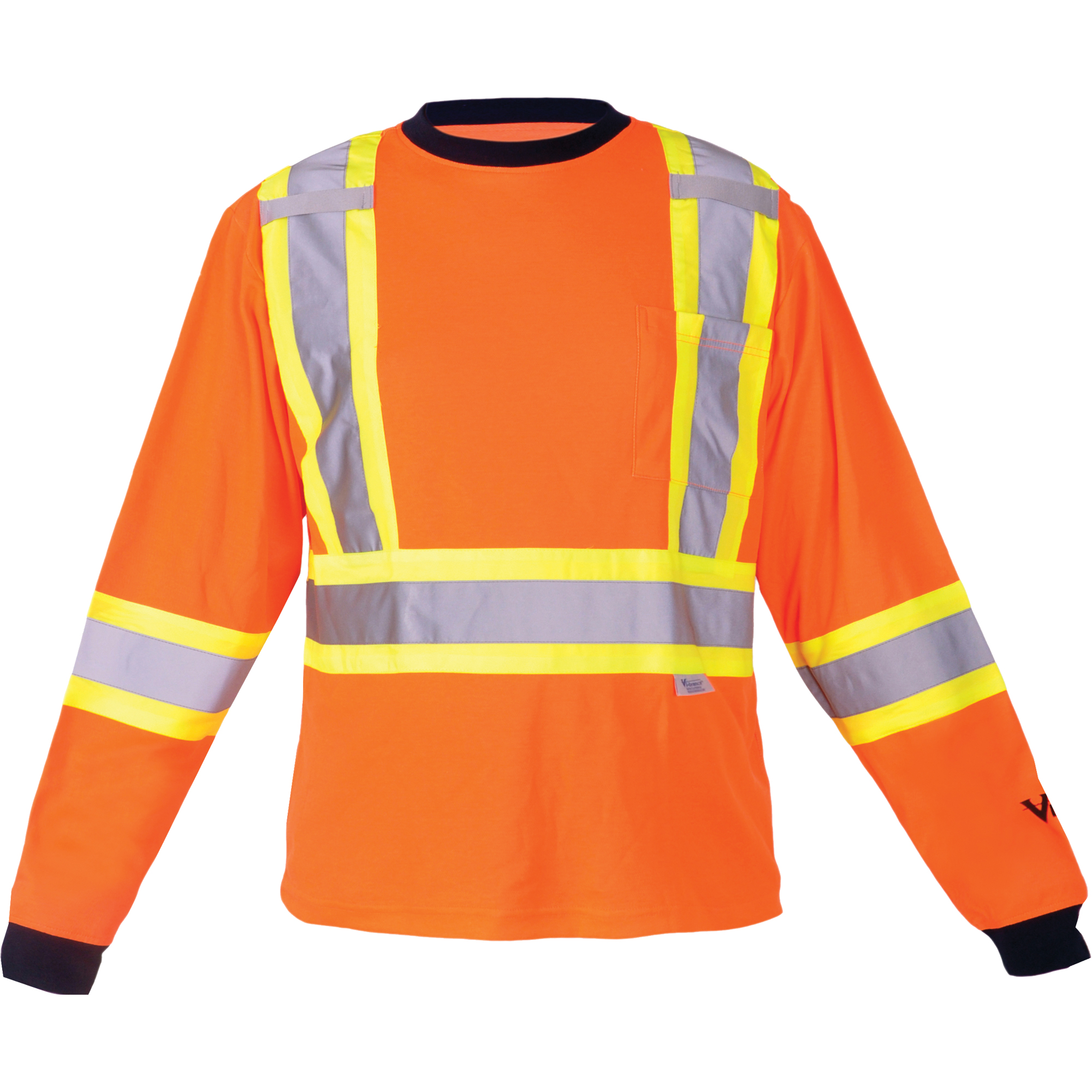VIKING Safety Long Sleeve Shirt, Polyester, Medium, High Visibility