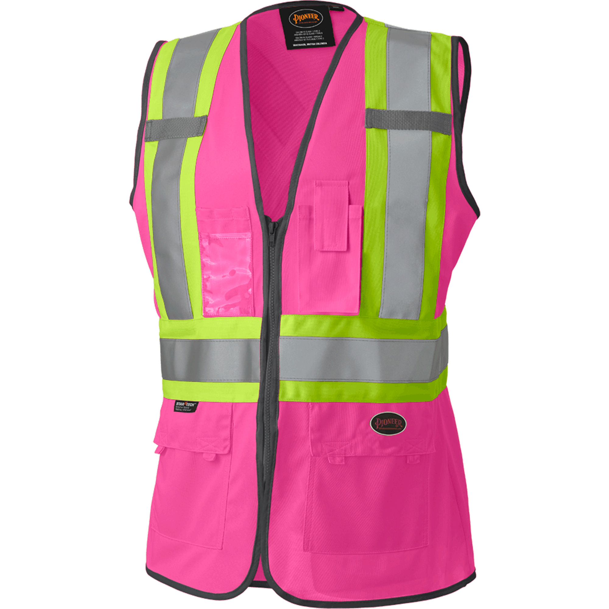 Pioneer V1021840 M Women s Safety Vest Pink Medium Polyester CSA Z96 Class 1 Level 2