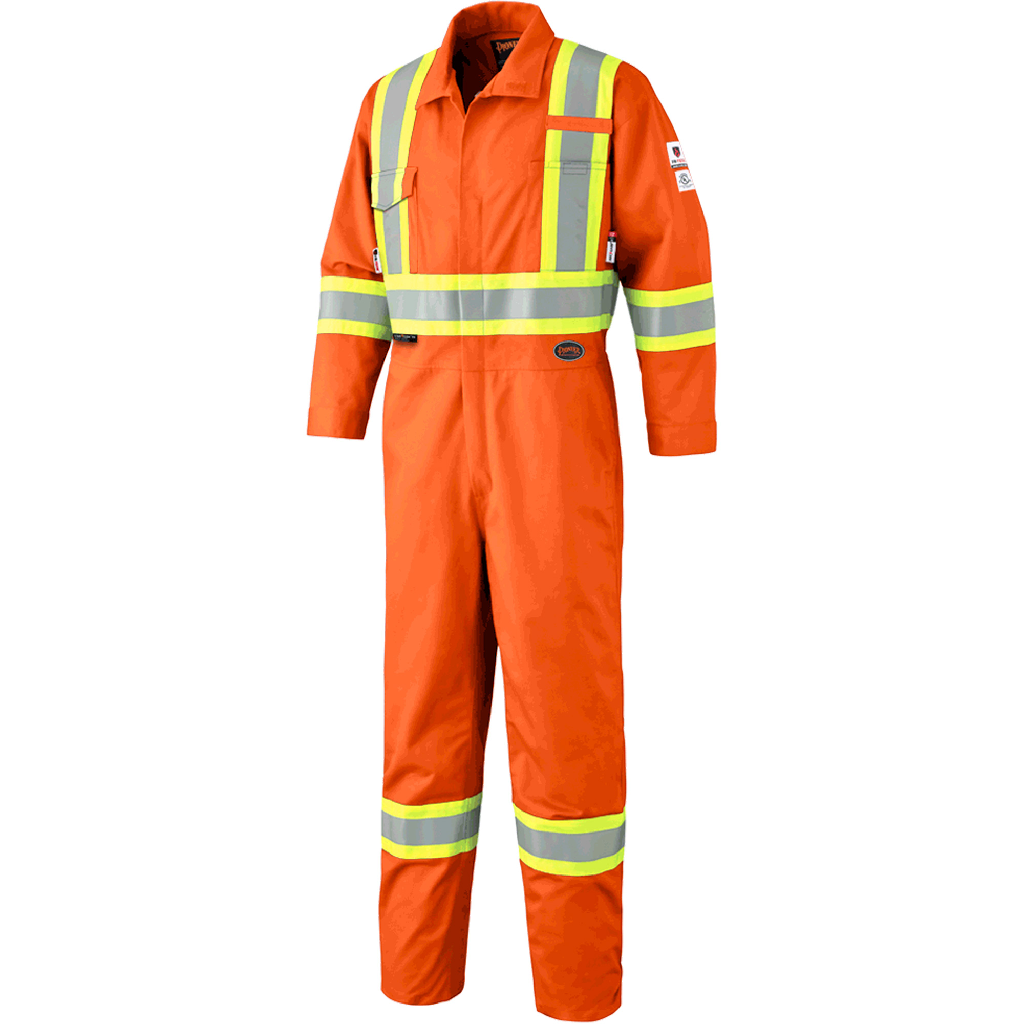 Pioneer V2540350-40 7702 FR Hi-Vis Safety Coveralls, Size 40, Orange