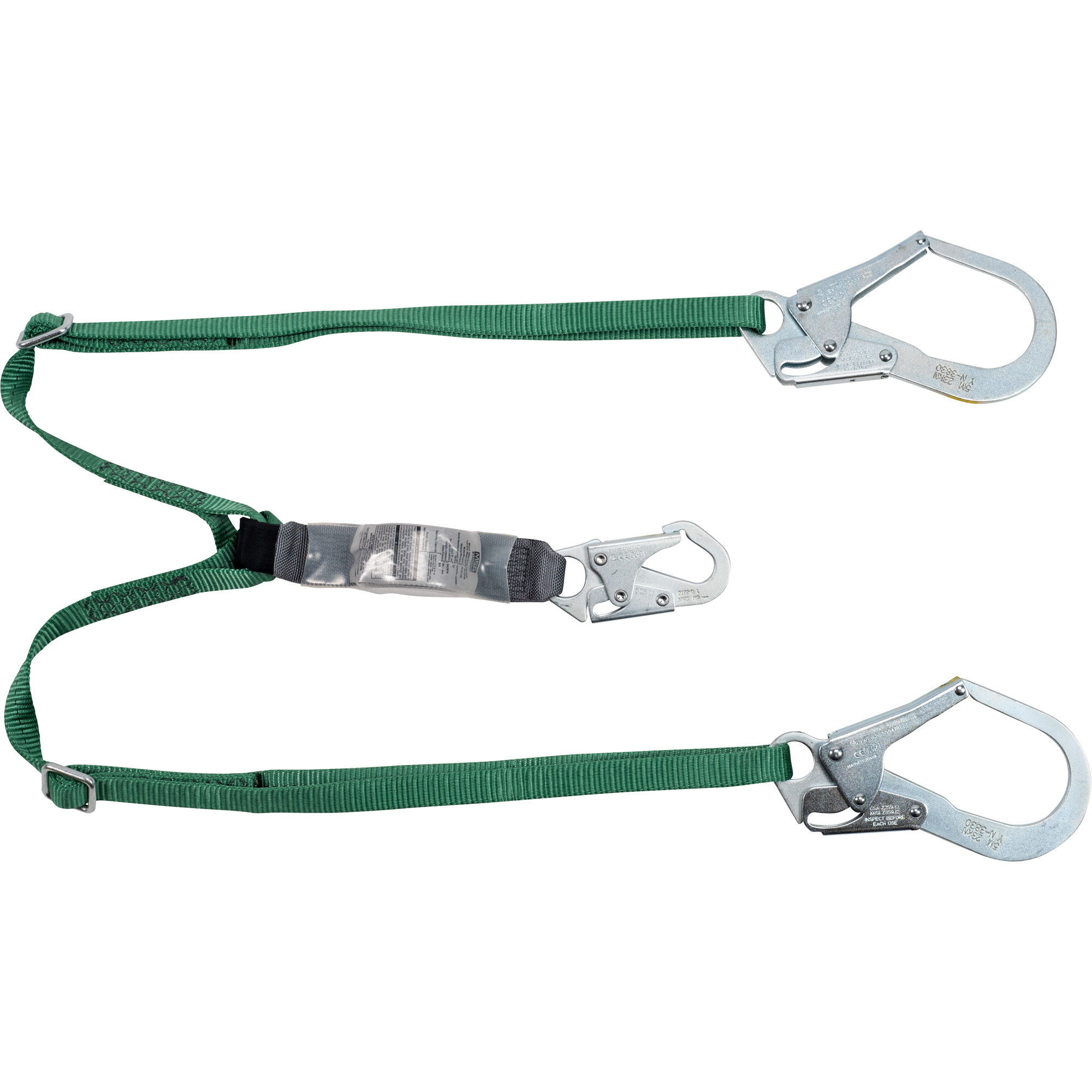 MSA 10188101 V-Series Lanyard, 6', Rebar Hook Center, Snap Hook