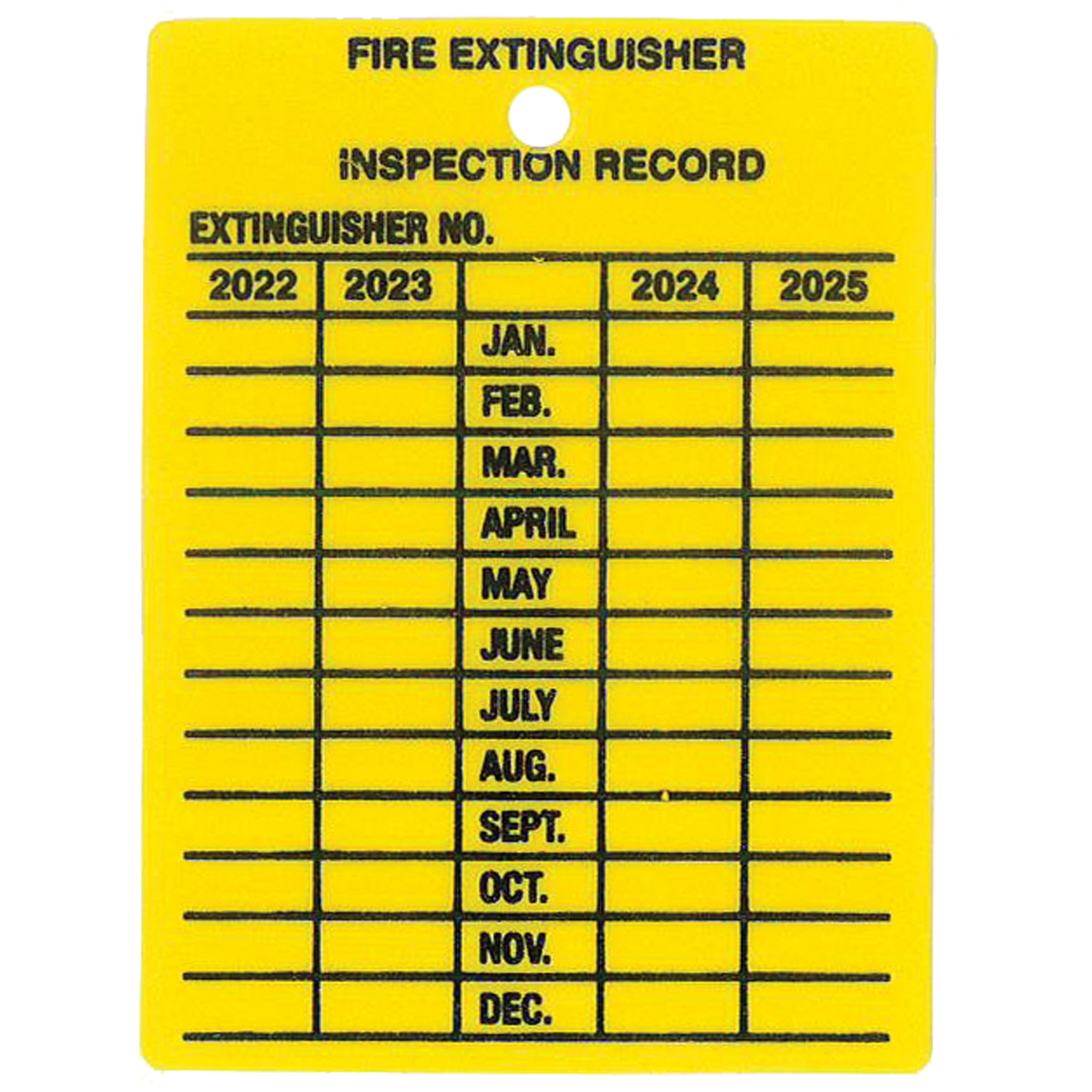 Four Year Fire Extinguisher Inspection Tag, Plastic, 21/4" W x 3" H