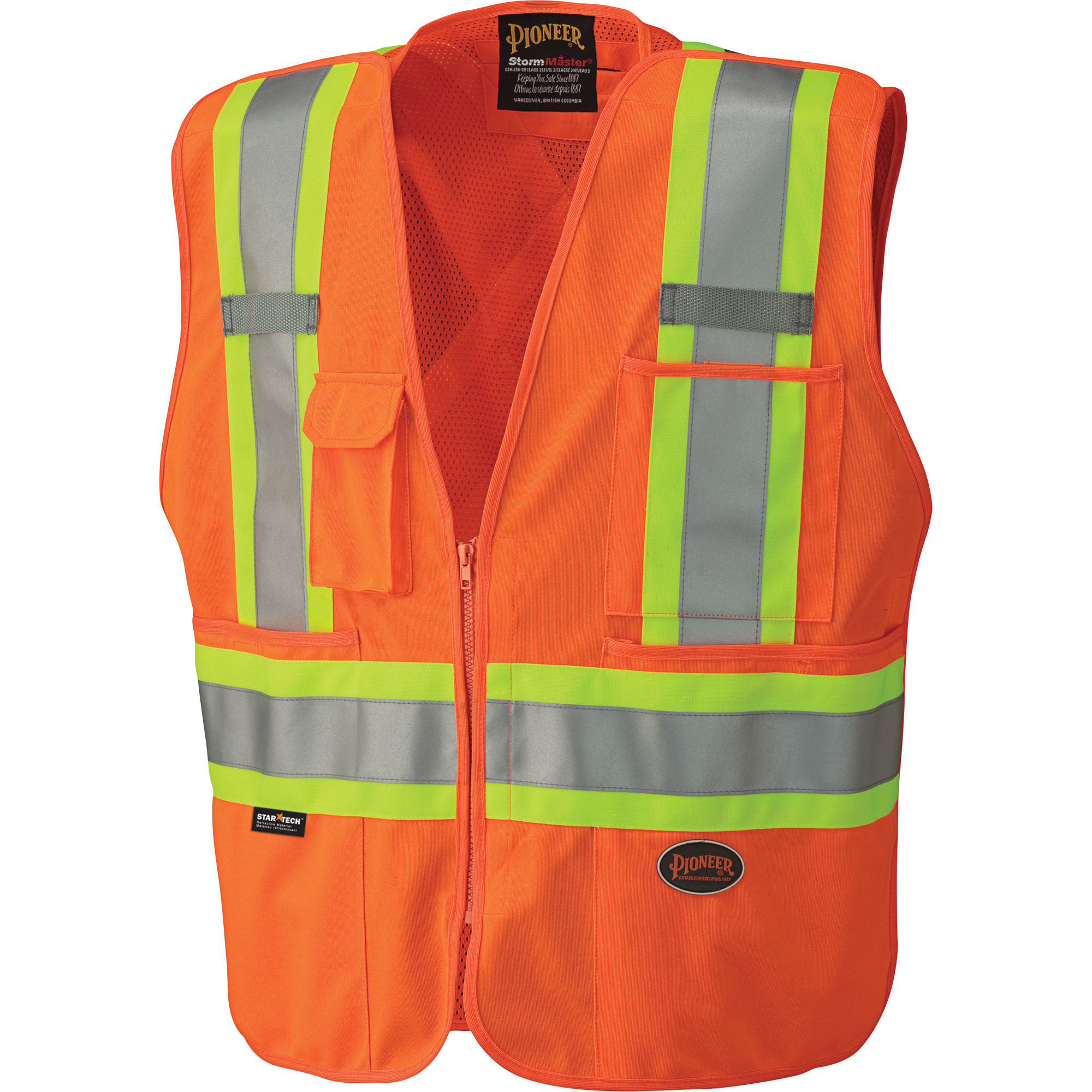 6(ROKU)◆MULTI STRIPE KAGIBARI VEST Big K Men's Hi Vis CSA Supervisor Safety Vest with Mesh