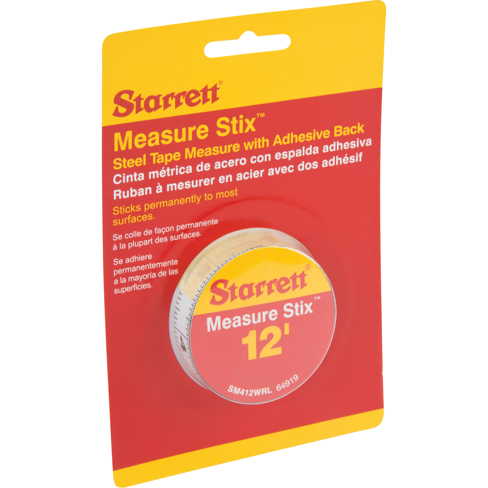STARRETT Measure Stix Steel Measuring Tape with Adhesive Backing, 1/2