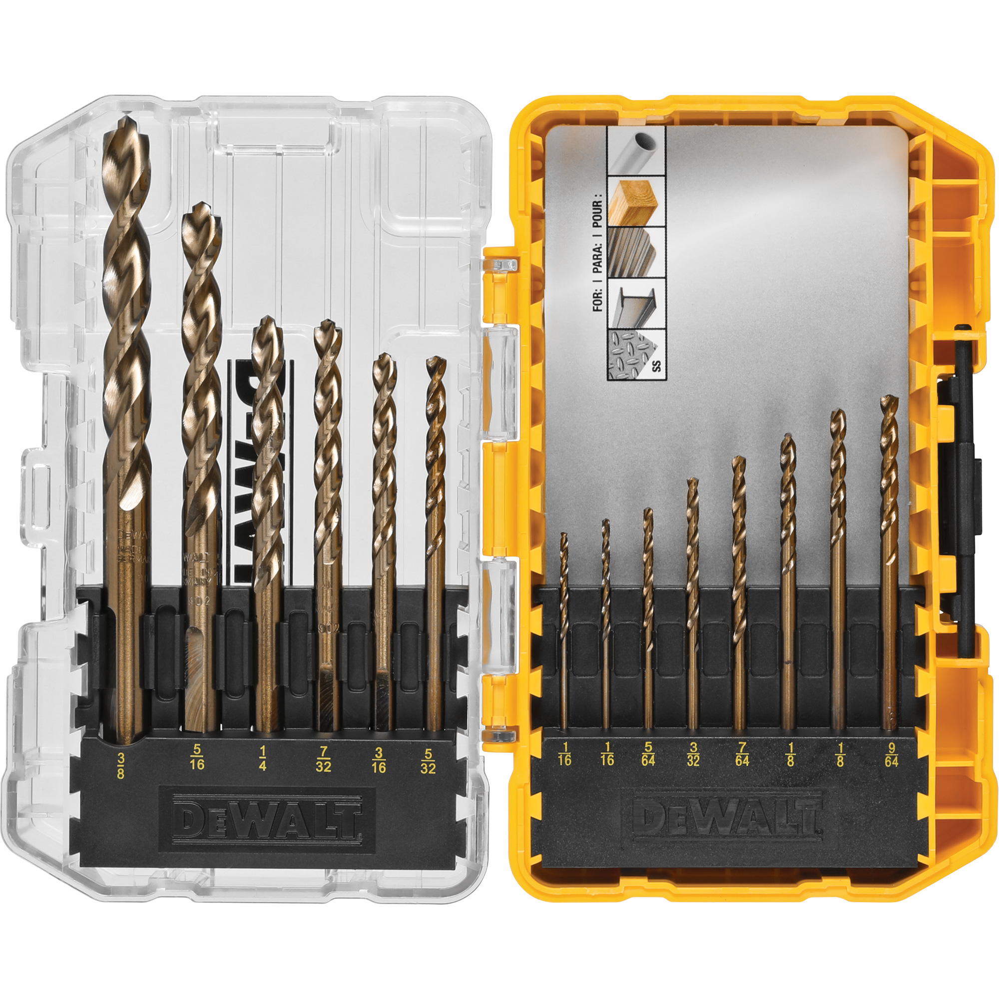 DEWALT Pilot Point® Industrial Drill Bit Set, 14 Pieces, Cobalt TCR829
