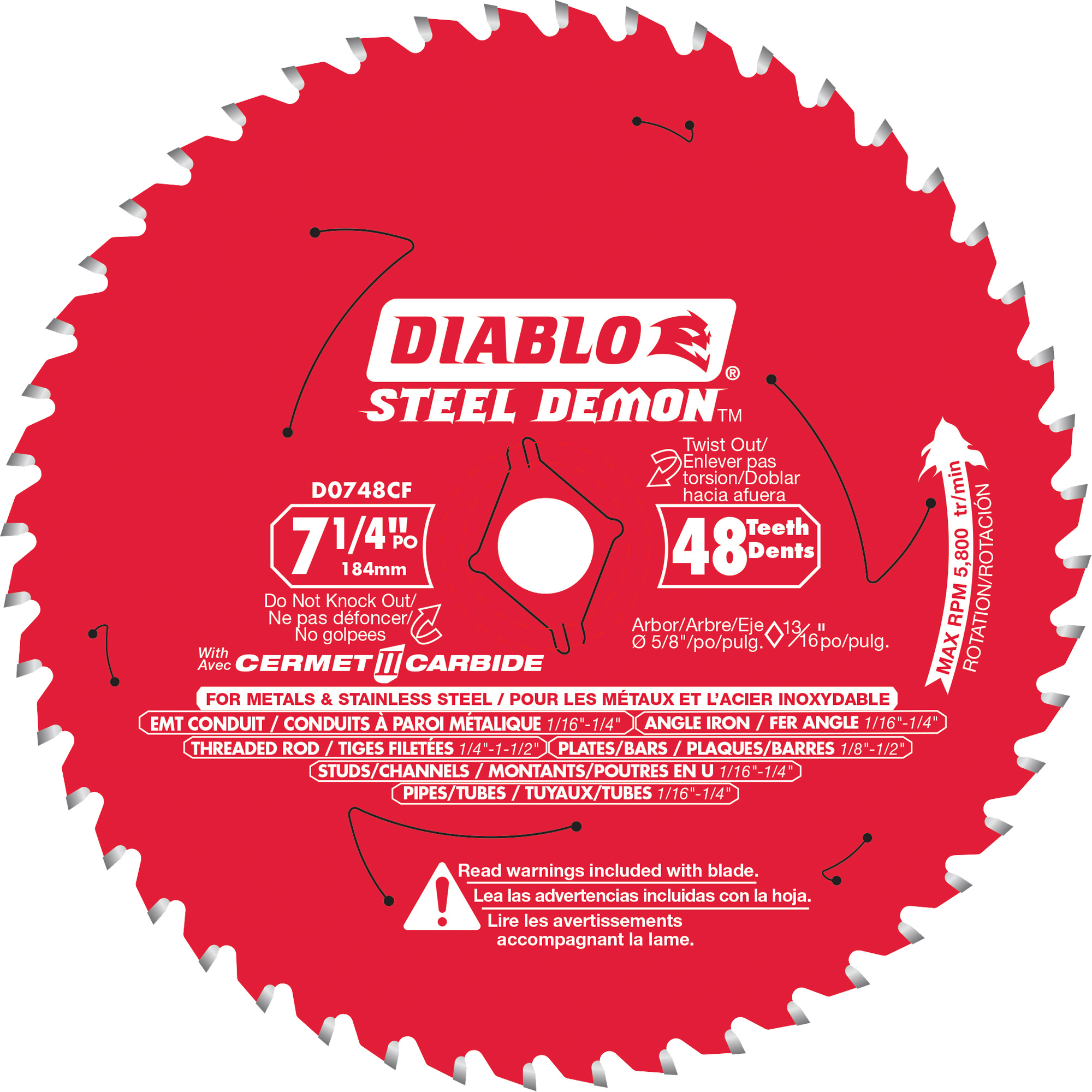 Diablo D0770F 7-1/4 Inch 70 Tooth Steel Demon Metal Circular Saw Blade | 008925069300