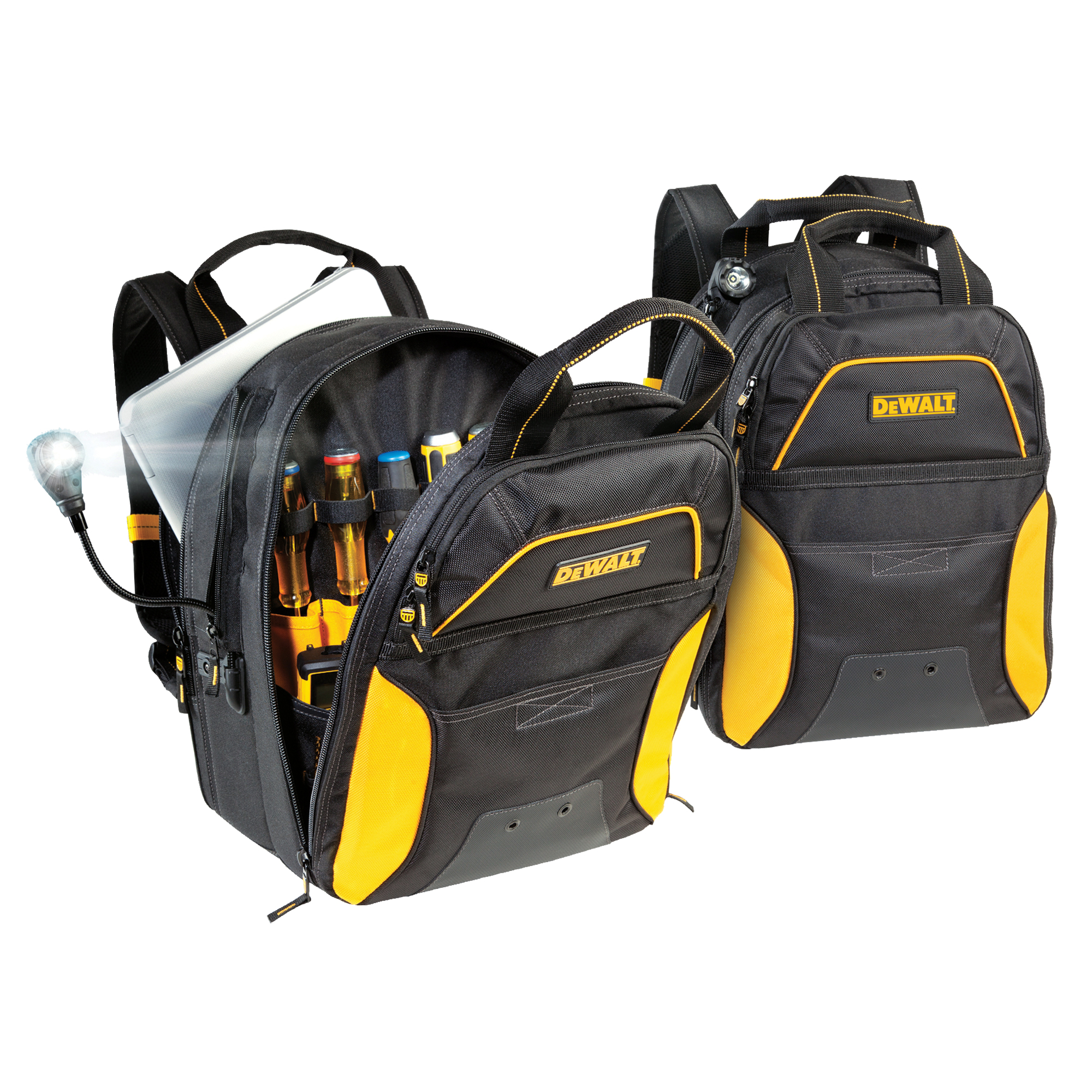Dewalt DGCL33 33 Pocket USB Charging Lighted Tool Backpack 22 L x 15 W Black Polyester