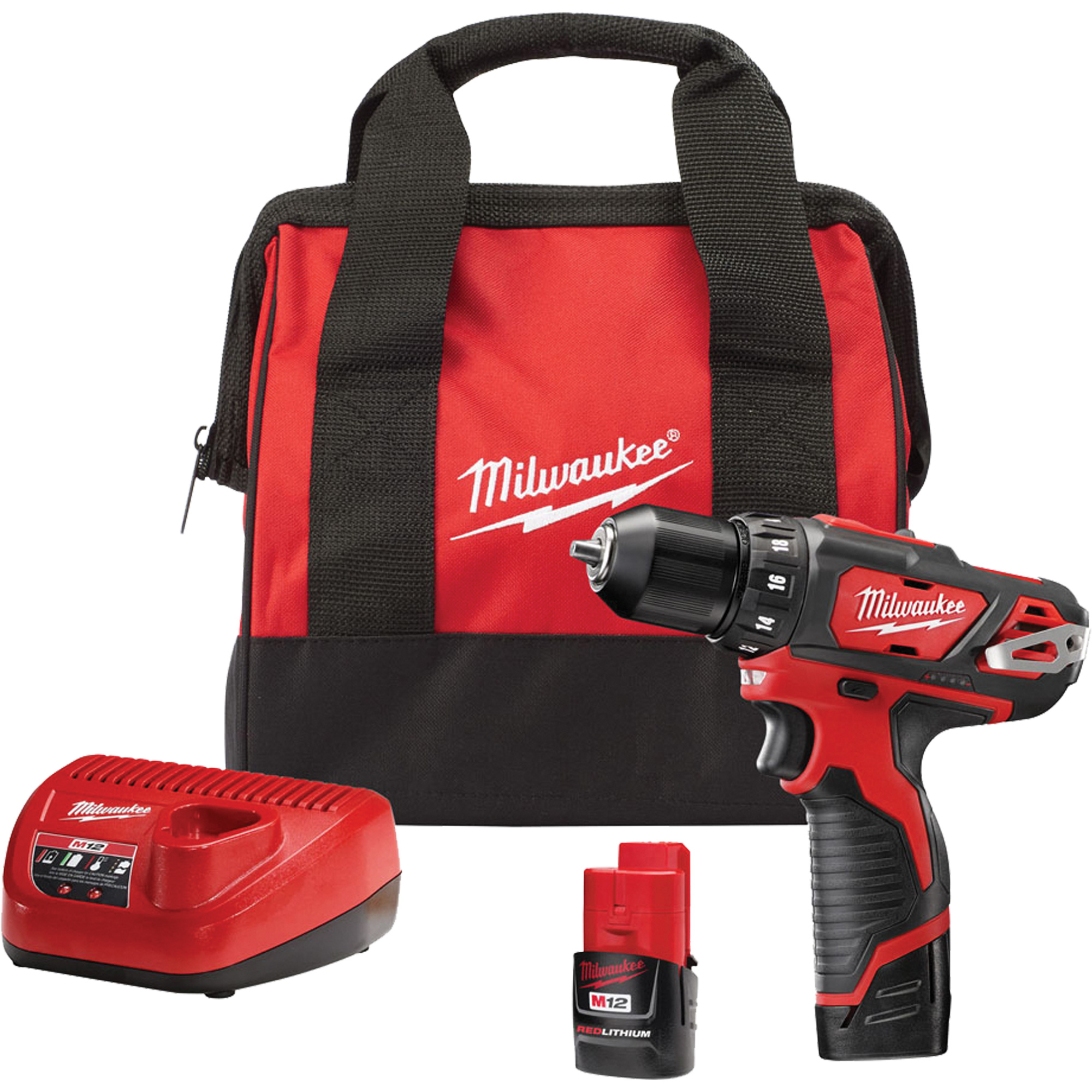 Milwaukee 2407-22 Cordless Compact Drills/Driver Kits, Lithium-Ion