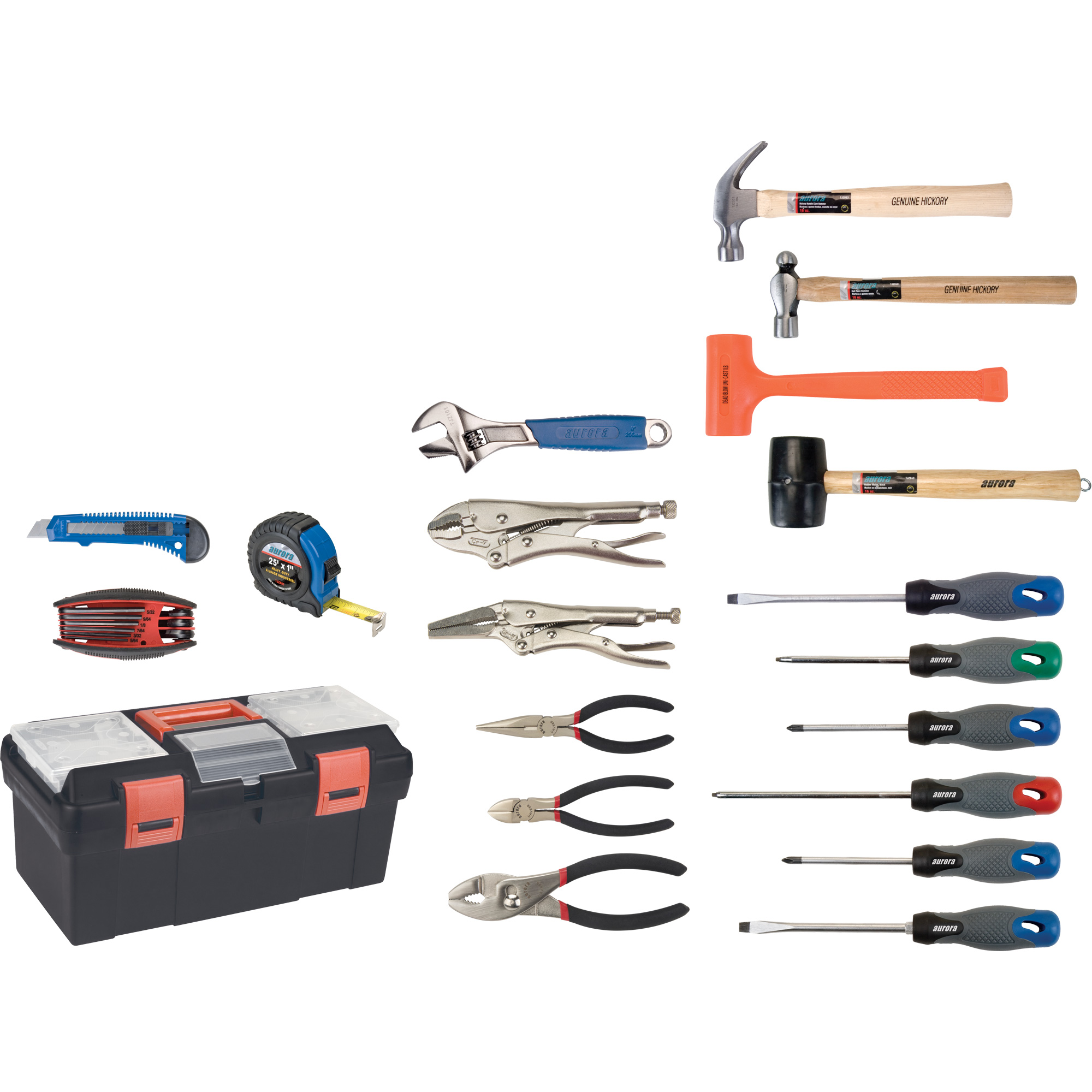 AURORA TOOLS 28Piece Essential Tool Set with Plastic Tool Box TYP013
