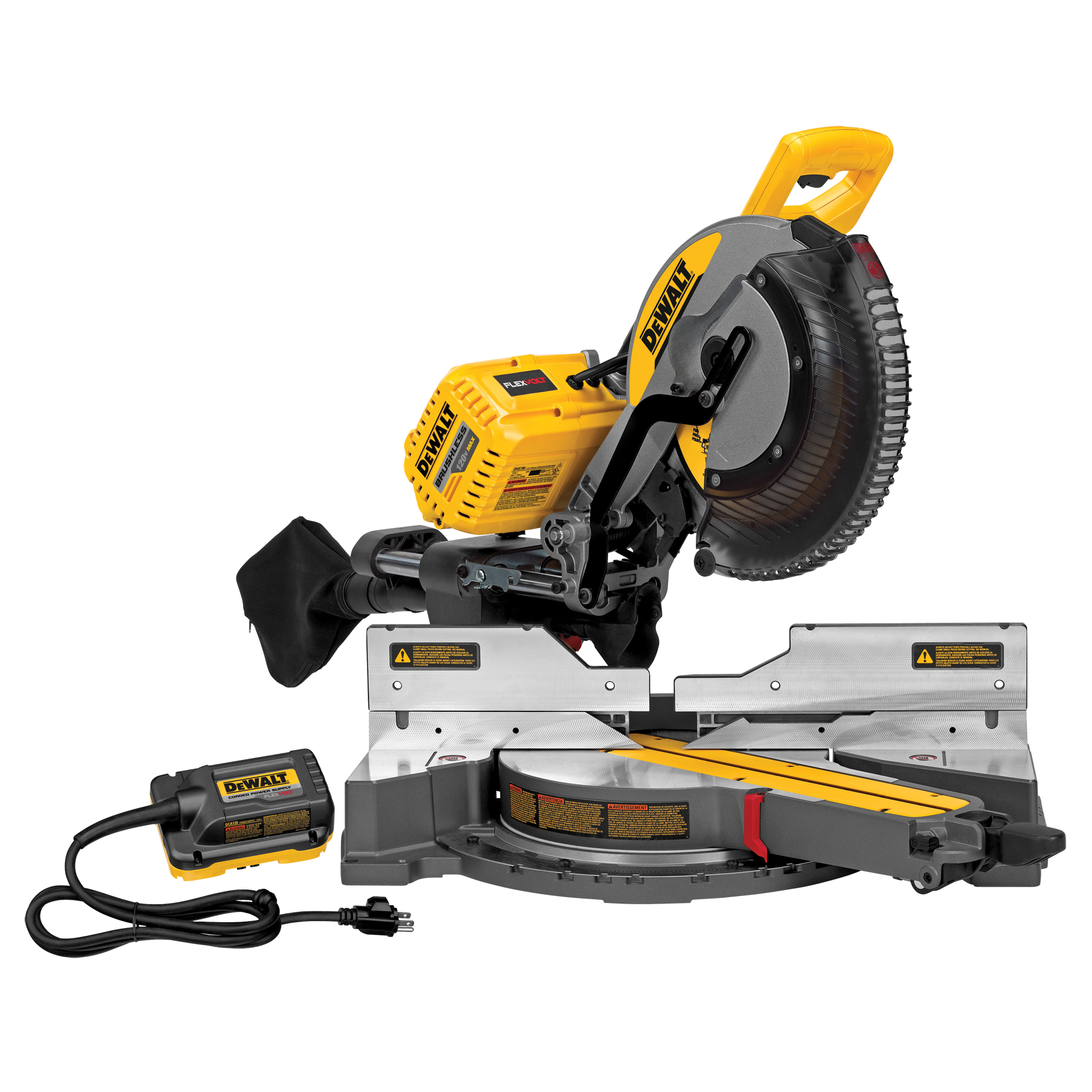 DEWALT 120V FlexVolt 12" Dual Bevel Sliding Mitre Saw With AC Adaptor