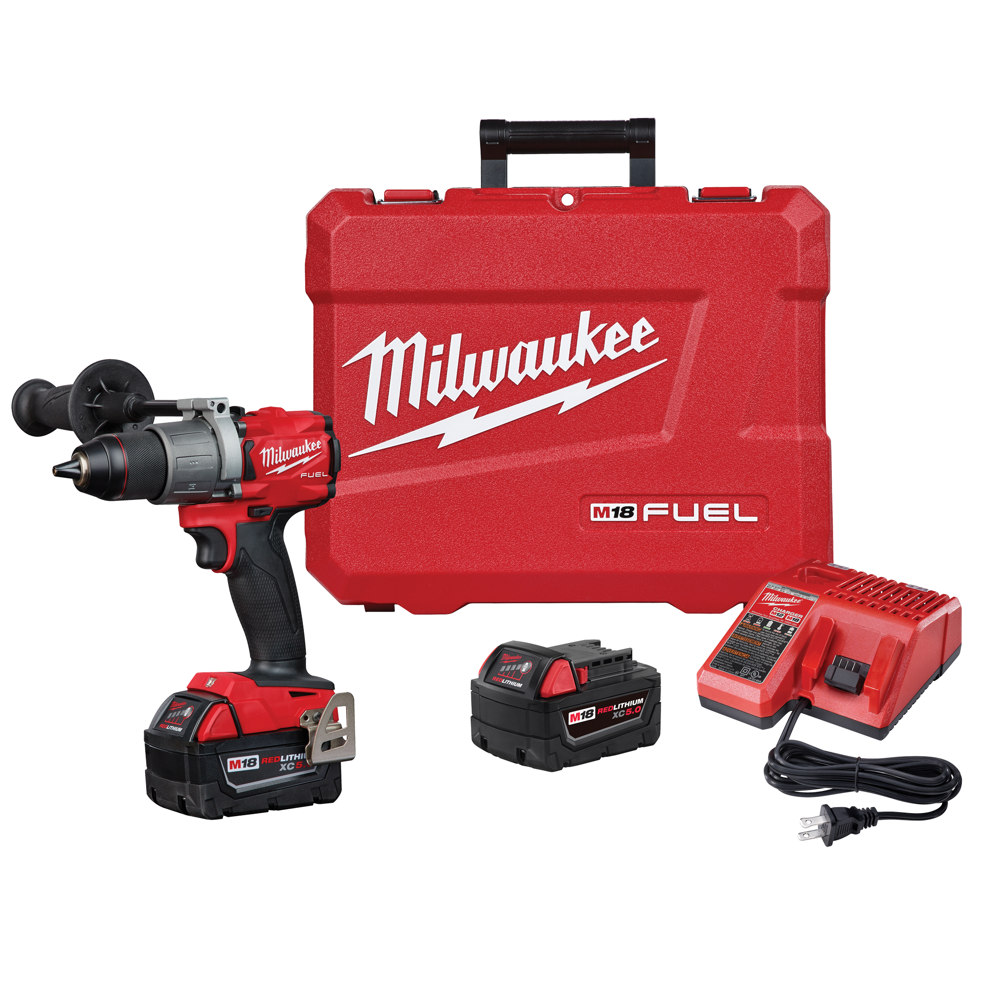 MILWAUKEE M18 Fuel Drill Driver Kit, LithiumIon, 18 V, 1/2" Chuck