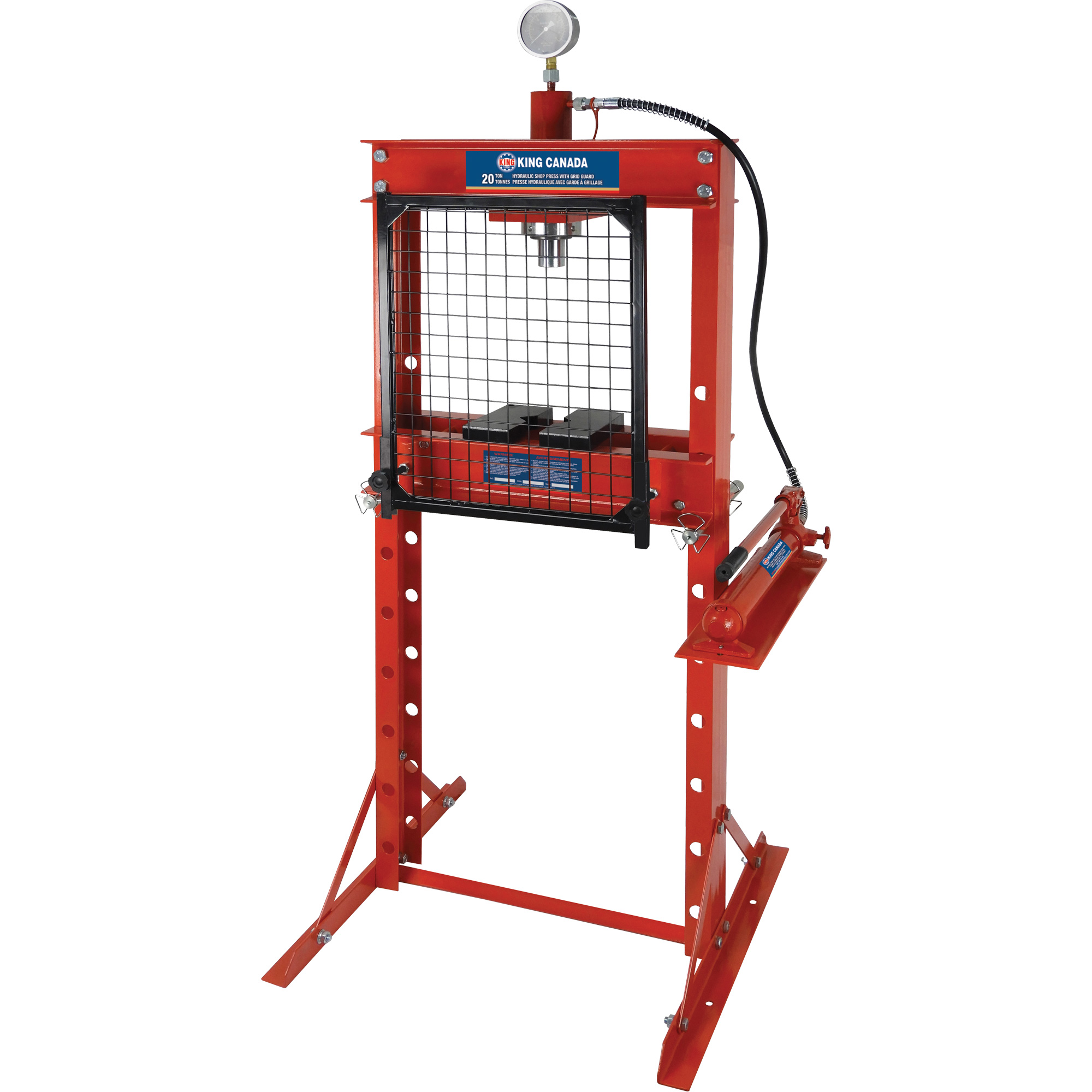 King Canada KHP-20T-GGN Hydraulic Shop Press with Grid Guard, 20