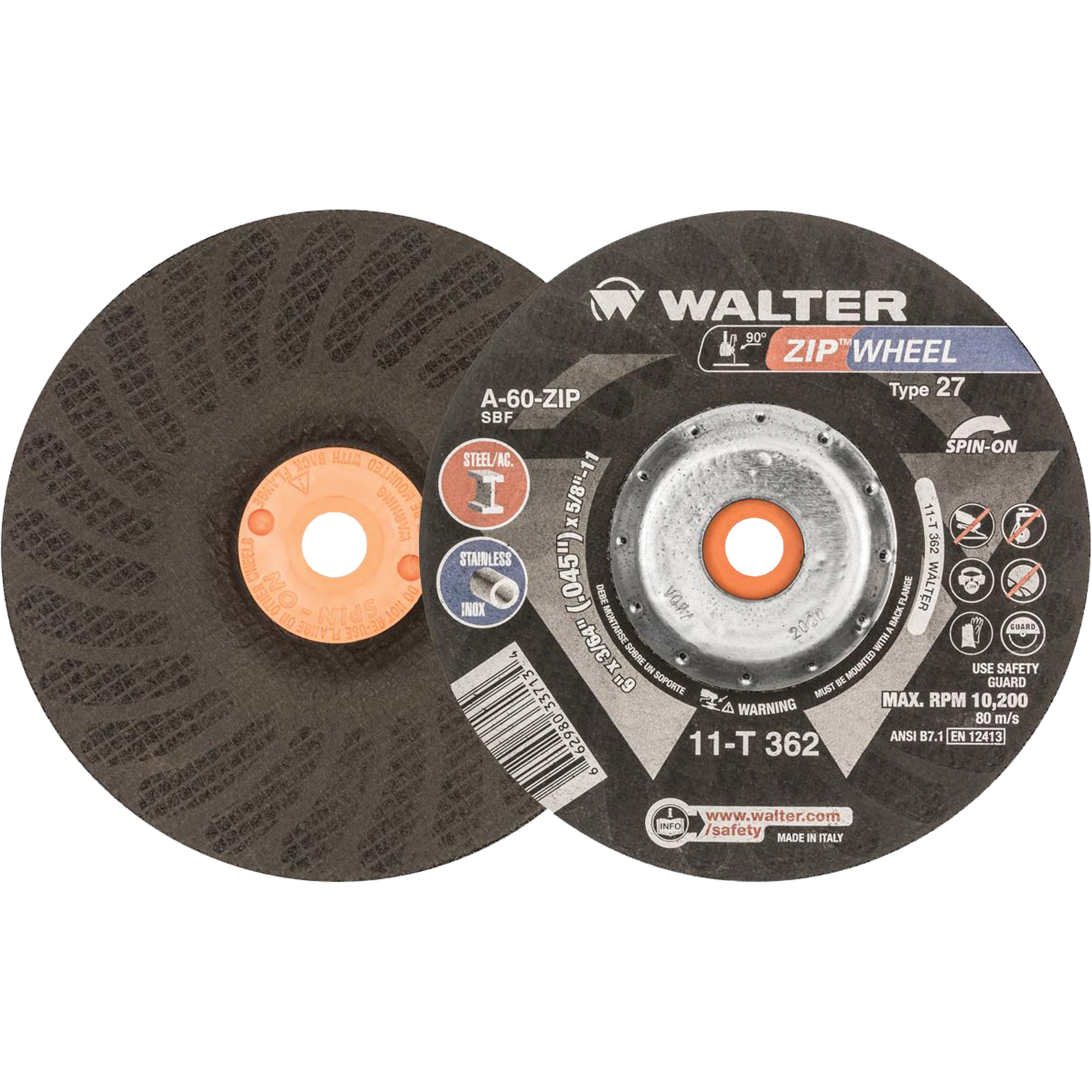 Walter Surface Technologies 11T362 Spin-On Zipcut Right Angle